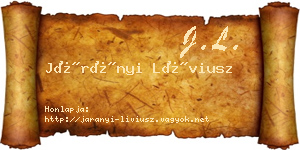 Járányi Líviusz névjegykártya